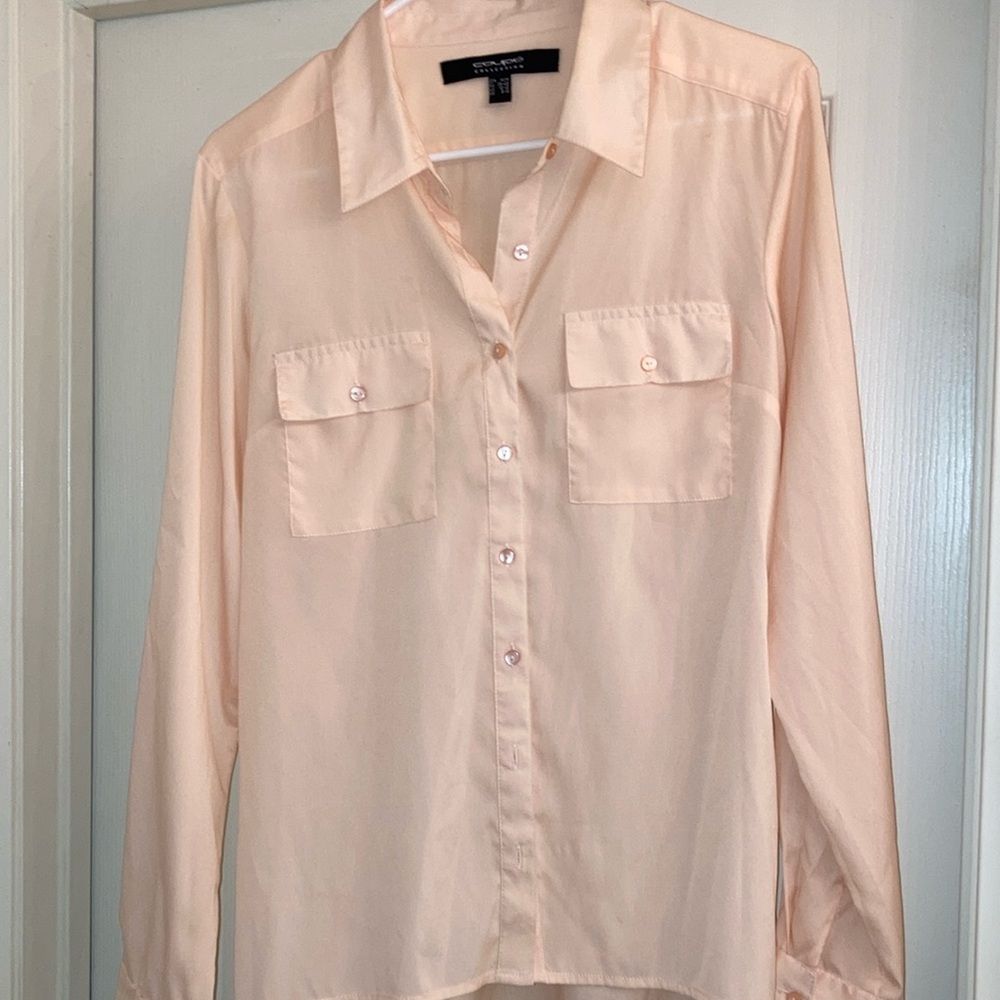 Pink/peach collar button up